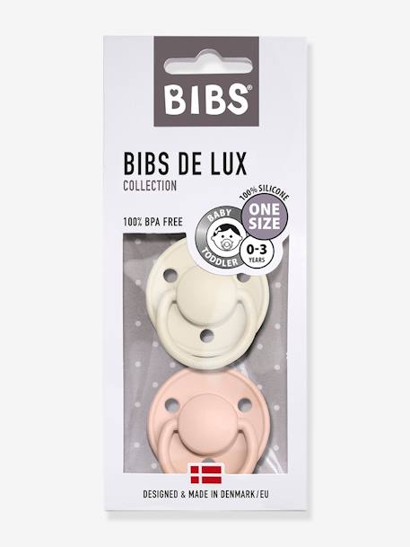 Lot de 2 sucettes-tétines De Lux en silicone GRIS FER/BLEU LAYETTE+IVOIRE/ROSE POUDRE+TERRACOTTA/ROSE POUDRE+VERT AMANDE NIGHT - vertbaudet enfant 