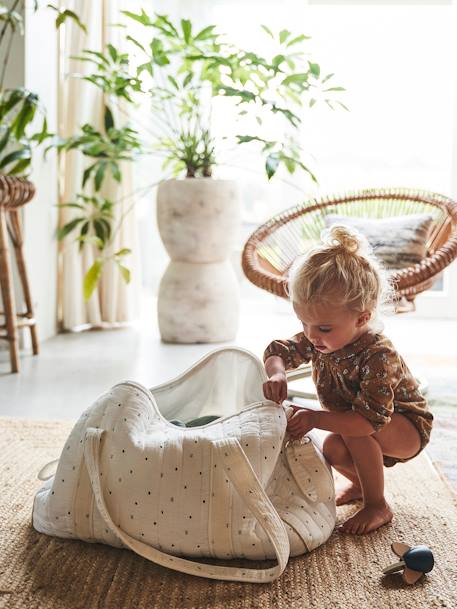 Sac à langer Baby Roll en gaze de coton eau de rose+ivoire imprimé - vertbaudet enfant 