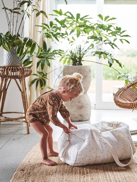 Sac à langer Baby Roll en gaze de coton eau de rose+ivoire imprimé - vertbaudet enfant 