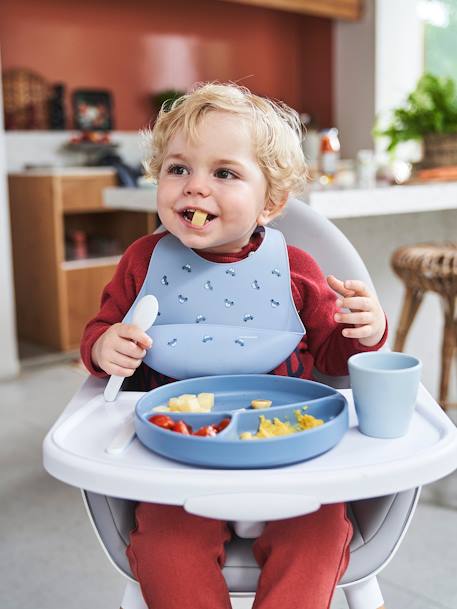 Coffret repas en silicone lot vert+set baby blue+set imprimé+set vieux rose - vertbaudet enfant 