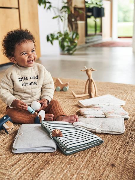 Protège carnet de santé imprimé coeurs+rayé green forest - vertbaudet enfant 