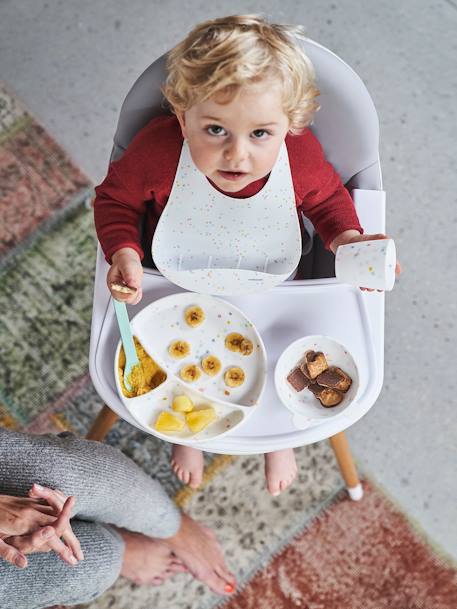 Coffret repas en silicone lot vert+set baby blue+set imprimé+set vieux rose - vertbaudet enfant 