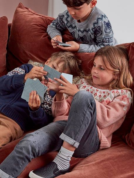 Jean droit détails usés fille double stone+gris - vertbaudet enfant 