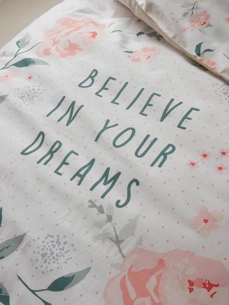 Parure housse de couette enfant et taie d'oreiller EAU DE ROSE écru / rose - vertbaudet enfant 