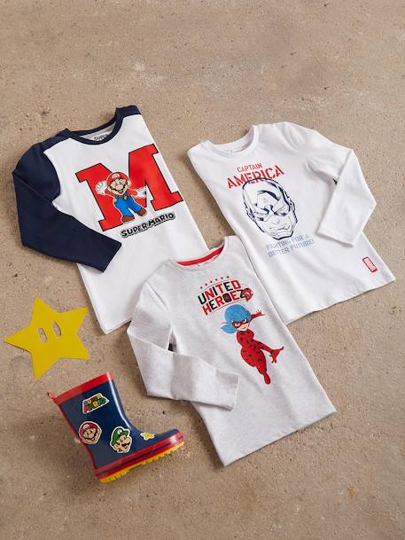 T-shirt manches longues Miraculous fille GRIS CHINE AVEC ANIME - vertbaudet enfant 