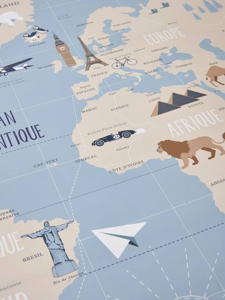 Kaart van de wereld papier muurdecoratie Wereldkaart Blauw - vertbaudet enfant 