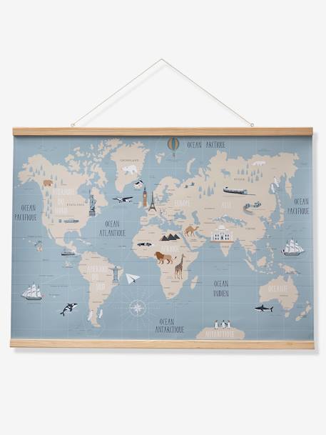 Carte du Monde mappemonde murale papier Bleu - vertbaudet enfant 
