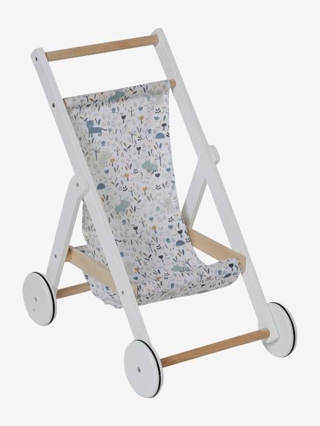 Houten wandelwagen voor babypop Blauw+wit - vertbaudet enfant 