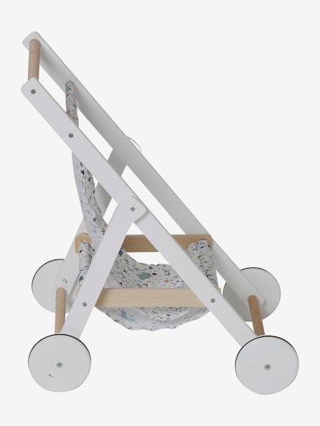 Houten wandelwagen voor babypop Blauw+wit - vertbaudet enfant 
