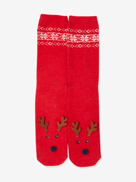 Pack chaussettes noël fille enfant + adulte rouge foncé imprimé - vertbaudet enfant 