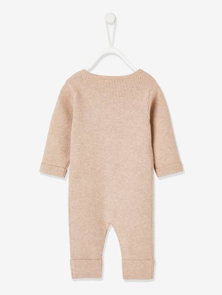 Geribde babypyjama met lange mouwen antraciet+gechineerd beige+gemêleerd grijs - vertbaudet enfant 
