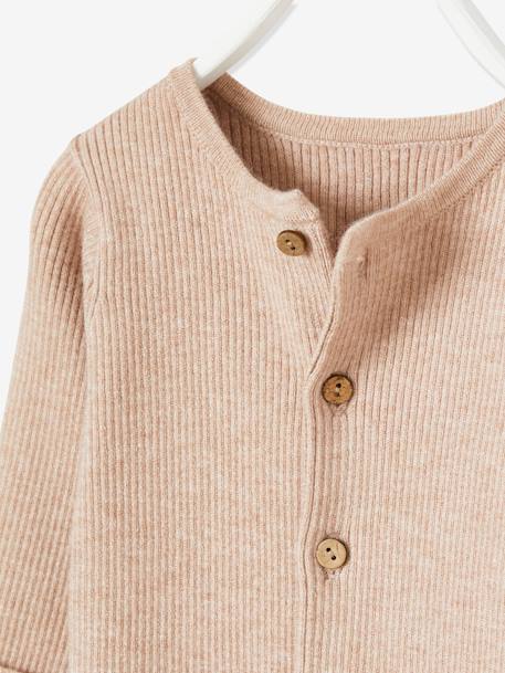 Geribde babypyjama met lange mouwen antraciet+gechineerd beige+gemêleerd grijs - vertbaudet enfant 