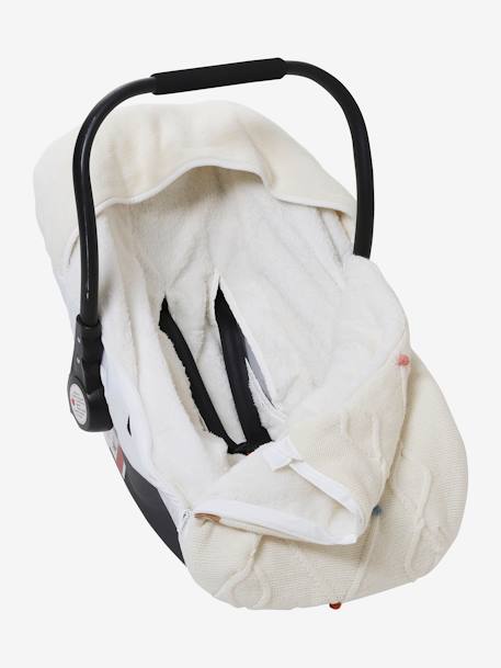 Chancelière tricot doublée polaire pour siège-auto coque - 0/9 mois BLANC CLAIR UNI+noisette - vertbaudet enfant 