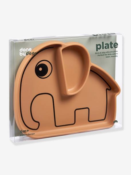 Assiette DONE BY DEER Stick&Stay Elephant en silicone BLEU+JAUNE+ROSE - vertbaudet enfant 