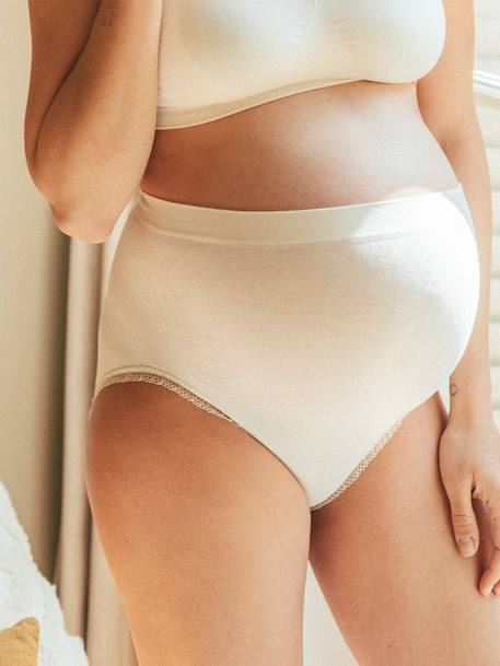 Culotte haute de grossesse sans couture Organic CACHE COEUR naturel+ROSE - vertbaudet enfant 