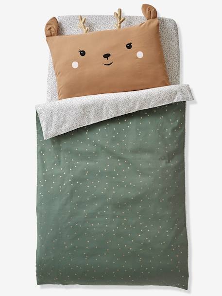 Kussensloop met hert voor baby GREEN FOREST Oeko-Tex® beige - vertbaudet enfant 