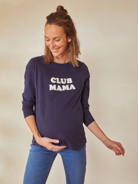 T-shirt à message grossesse et allaitement en coton bio MARINE GRISE - vertbaudet enfant 