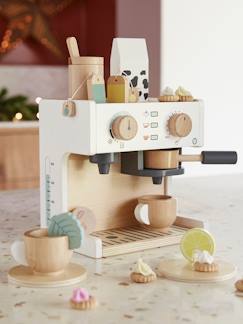 Speelgoed-Imitatiespelletjes-Keuken en etenswaren-Houten koffie- en theemachine.