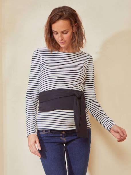 Ceinture maternité en maille à nouer noir - vertbaudet enfant 