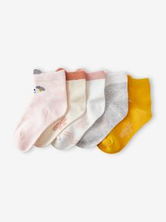 Meisje-Ondergoed-Sokken-Set van 5 paar halfhoge Oeko-Tex®-sokken met dierenprint