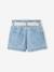 Short bébé fille paperbag avec ceinture imprimée denim bleached - vertbaudet enfant 