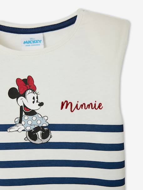 T-shirt manches courtes avec épaulettes Disney® Minnie fille Blanc rayé - vertbaudet enfant 