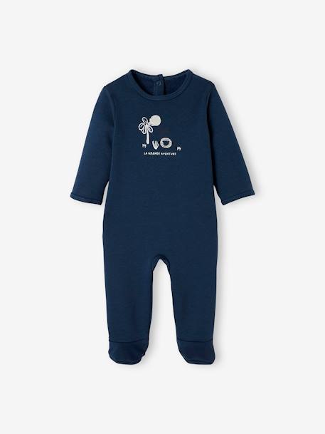 Lot de 2 pyjamas bébé en molleton ouverture zippée lot bleu jean - vertbaudet enfant 