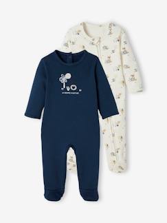 Lot de 2 pyjamas bébé en molleton ouverture zippée  - vertbaudet enfant