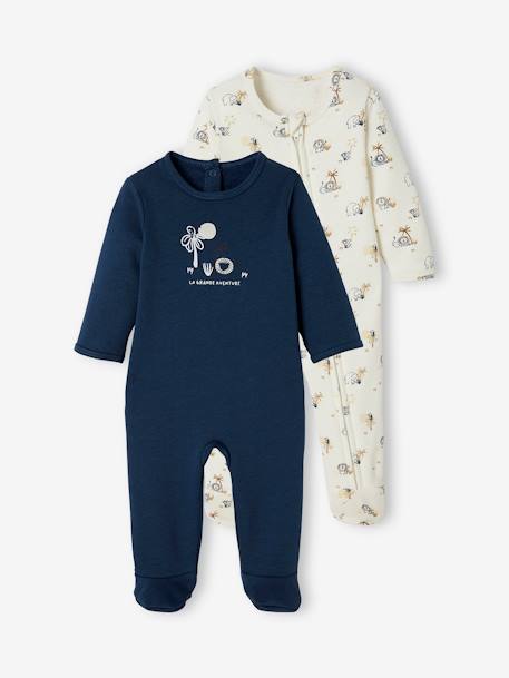 Set van 2 fleece pyjama's set jeansblauw - vertbaudet enfant 