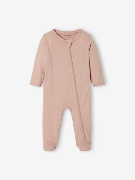 Lot de 3 pyjamas bébé en jersey ouverture zippée BASICS lot ivoire - vertbaudet enfant 