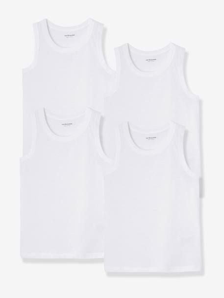 Lot de 4 débardeurs garçon BASICS BLANC - vertbaudet enfant 