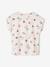 Gestreept T-shirt voor meisjes met sierstrik lavendel+rose paars bedrukt+rozen+wit - vertbaudet enfant 