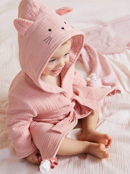 atmosfeer verkiezen Voorschrijven Biologisch katoenen gaas* baby badjas, aanpasbaar Oeko-Tex®. - roze, Baby