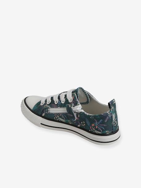 Stoffen decoratieve sneakers voor meisjes groene tropische print+rouge - vertbaudet enfant 
