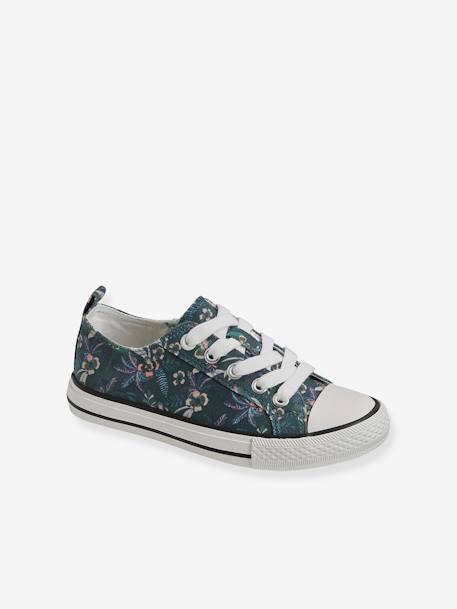 Stoffen decoratieve sneakers voor meisjes groene tropische print+rouge - vertbaudet enfant 