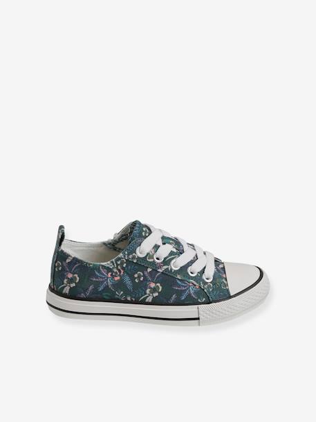 Stoffen decoratieve sneakers voor meisjes groene tropische print+rouge - vertbaudet enfant 