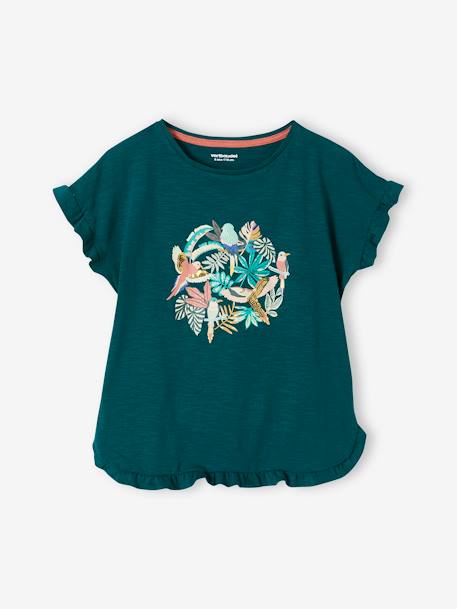 Tee-shirt volanté motif à sequins fille rose pâle+vert - vertbaudet enfant 