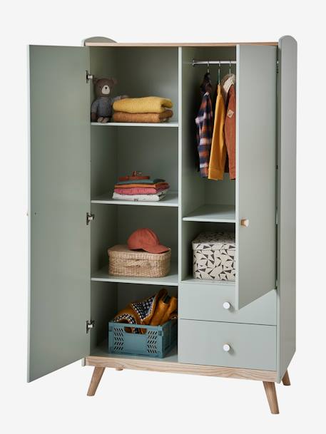 Armoire 2 portes CONFETTI blanc+Vert - vertbaudet enfant 