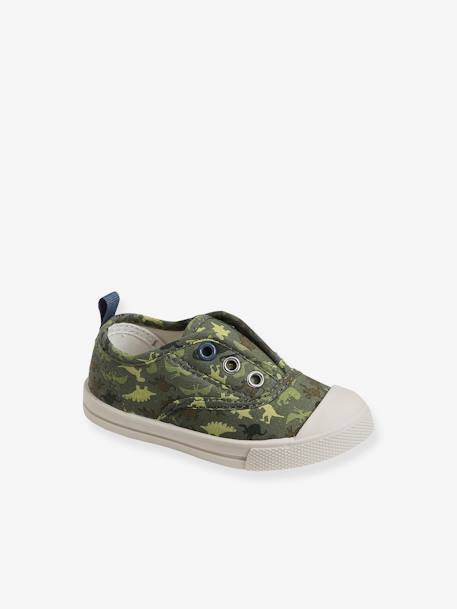 Elastische stoffen sneakers babyjongen groen met print - vertbaudet enfant 