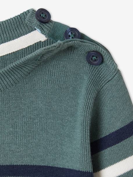 Pull marin garçon écru+MARINE RAYE OCRE+Sauge rayé marine et ivoire+vert - vertbaudet enfant 