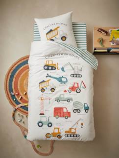 Linge de maison et décoration-Linge de lit enfant-Parure housse de couette + taie d'oreiller enfant QUEL CHANTIER !