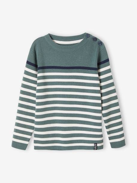 Pull marin garçon écru+MARINE RAYE OCRE+Sauge rayé marine et ivoire+vert - vertbaudet enfant 