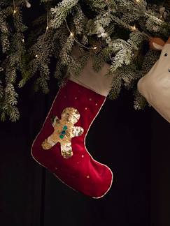 Linnengoed en decoratie-Personaliseerbare kerstsok met omkeerbare lovertjes Mr Biscuit