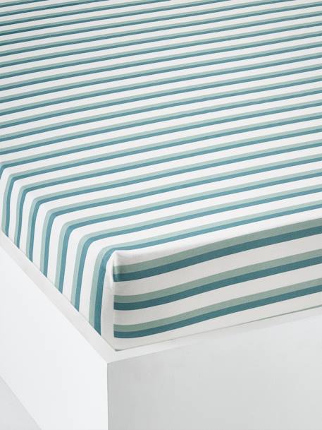 Drap-housse enfant QUEL CHANTIER ! écru / vert - vertbaudet enfant 