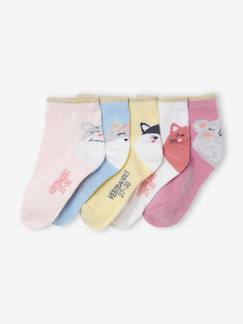 Meisje-Ondergoed-Sokken-Set van 5 paar halfhoge Oeko-Tex®-sokken met dierenprint