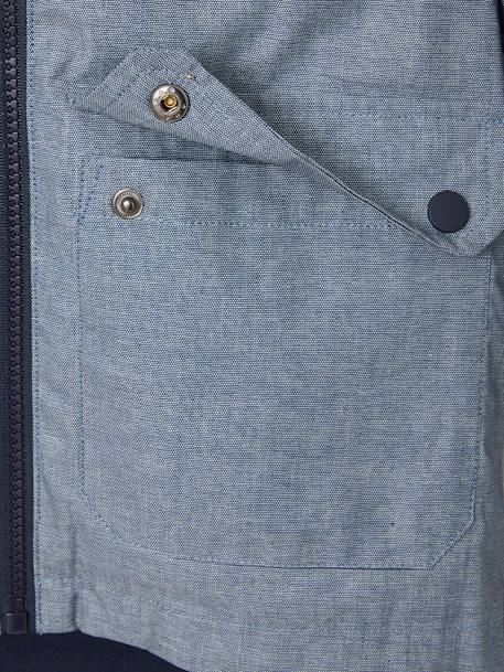 Coupe-vent à capuche garçon en chambray déperlant CHAMBRAY - vertbaudet enfant 