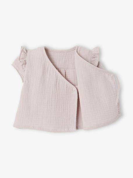 Babyhemdje voor pasgeborenen van gaaskatoen ecru+lila - vertbaudet enfant 