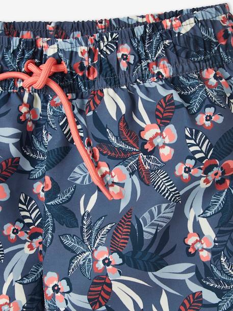 Short de bain motifs tropiques fille bleu imprimé - vertbaudet enfant 