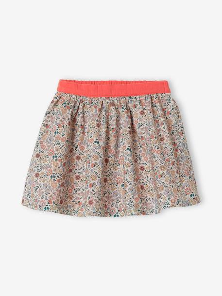 Omkeerbare meisjesrok effen kleur of bloemenprint marineblauw omkeerbaar groen p+pioenroos - vertbaudet enfant 