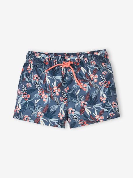 Short de bain motifs tropiques fille bleu imprimé - vertbaudet enfant 